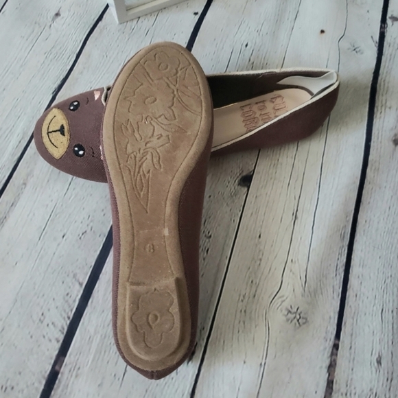 Cute to the Core by YRU | Beary Cute Brown Flats - Picture 7 of 9
